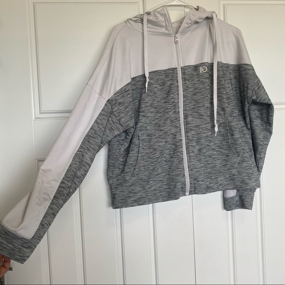 Running white and grey zip up hoodie